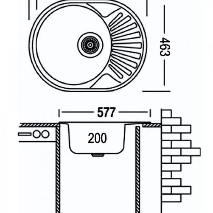 Kuchyňský dřez Angora, 57*47 cm, křemen, satén, 570/470ag