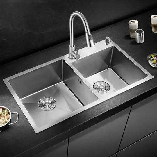 Kuchyňský dřez z nerezové oceli 80x45 cm Stříbrné dřezy Výchozí název Alessandro Design