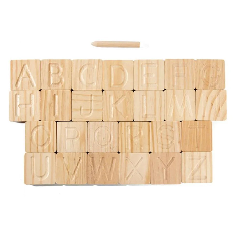 Kognitivní abeceda typu pedagogického typu, 30 kusů, dřevo