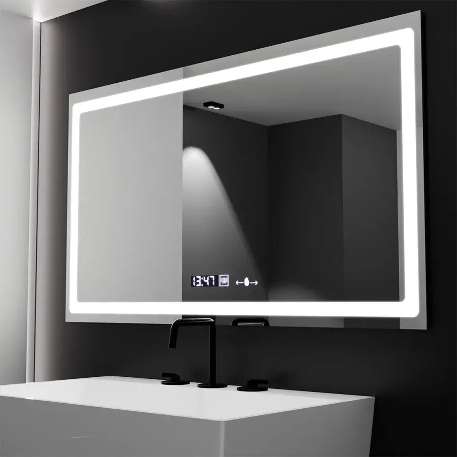 Obdélníkové LED zrcadlo 120x70cm Radiant Motionglow Sensor Marcello Clock Defrition System & Dimable teploměr