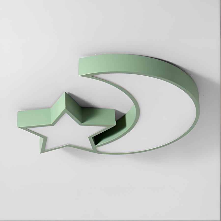 Sofia LED lustr, 34W, zelený akryl, tvar měsíce a hvězdy, 3000K/4000K/6000K