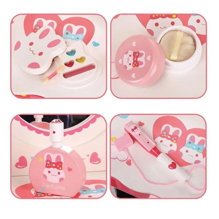 Hračka pro make -up a kosmetická hračka králíka, 16 kusů, růžová, dřevo