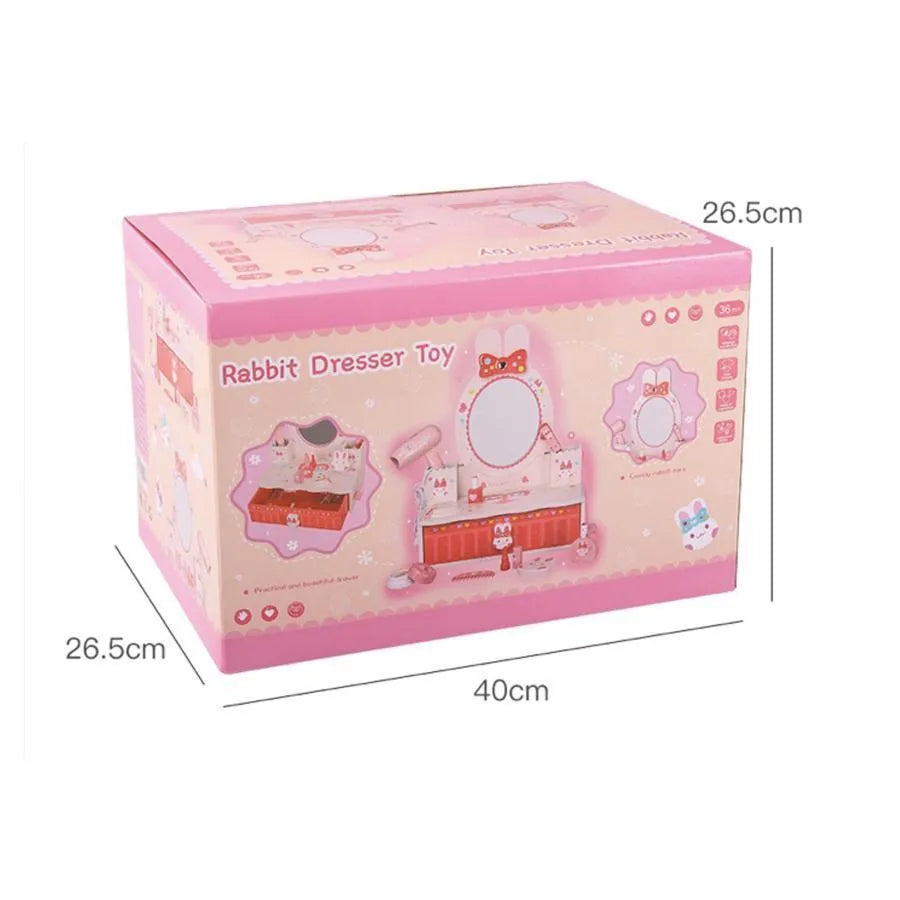 Hračka pro make -up a kosmetická hračka králíka, 16 kusů, růžová, dřevo