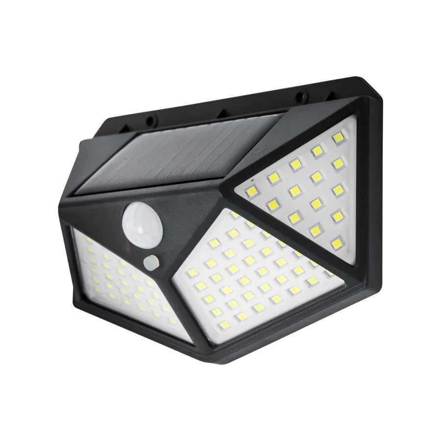 Solární lampa se snímačem pohybu, 100 LED, 20W, IP.65, černá