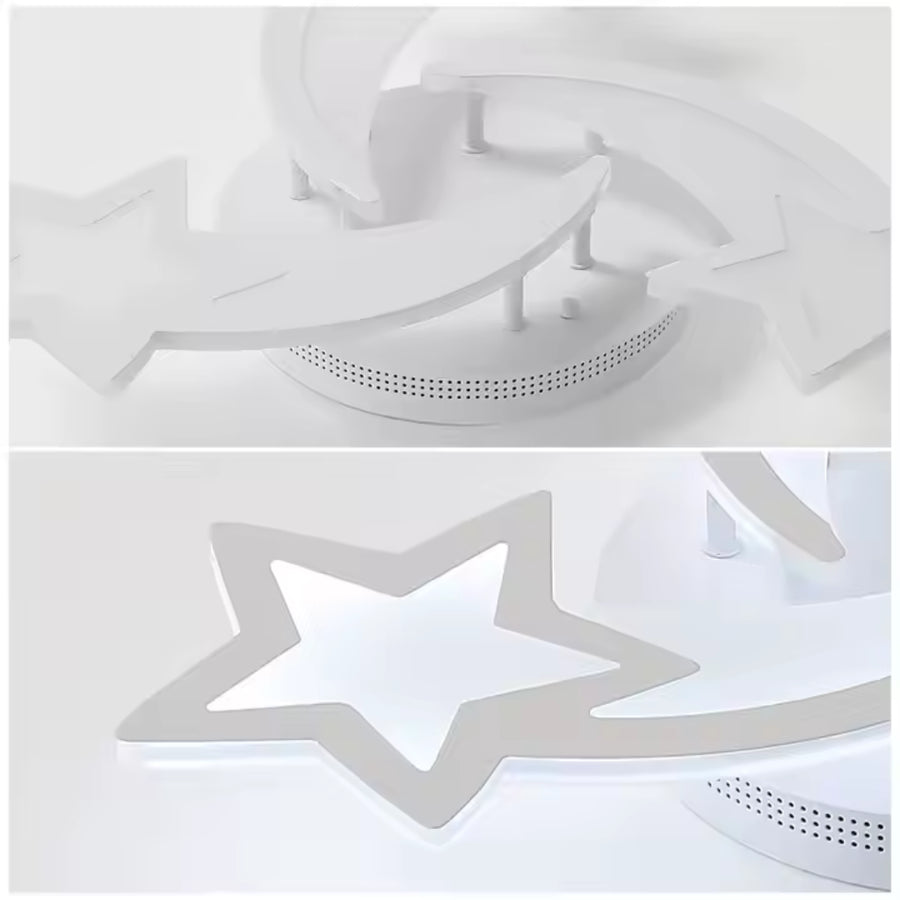 LED lustr s dálkovým ovládáním IPOMOEA 48W, 3 hvězdičky, Studené/Teplé/Neutrální světlo, Stmívatelné, Bílá