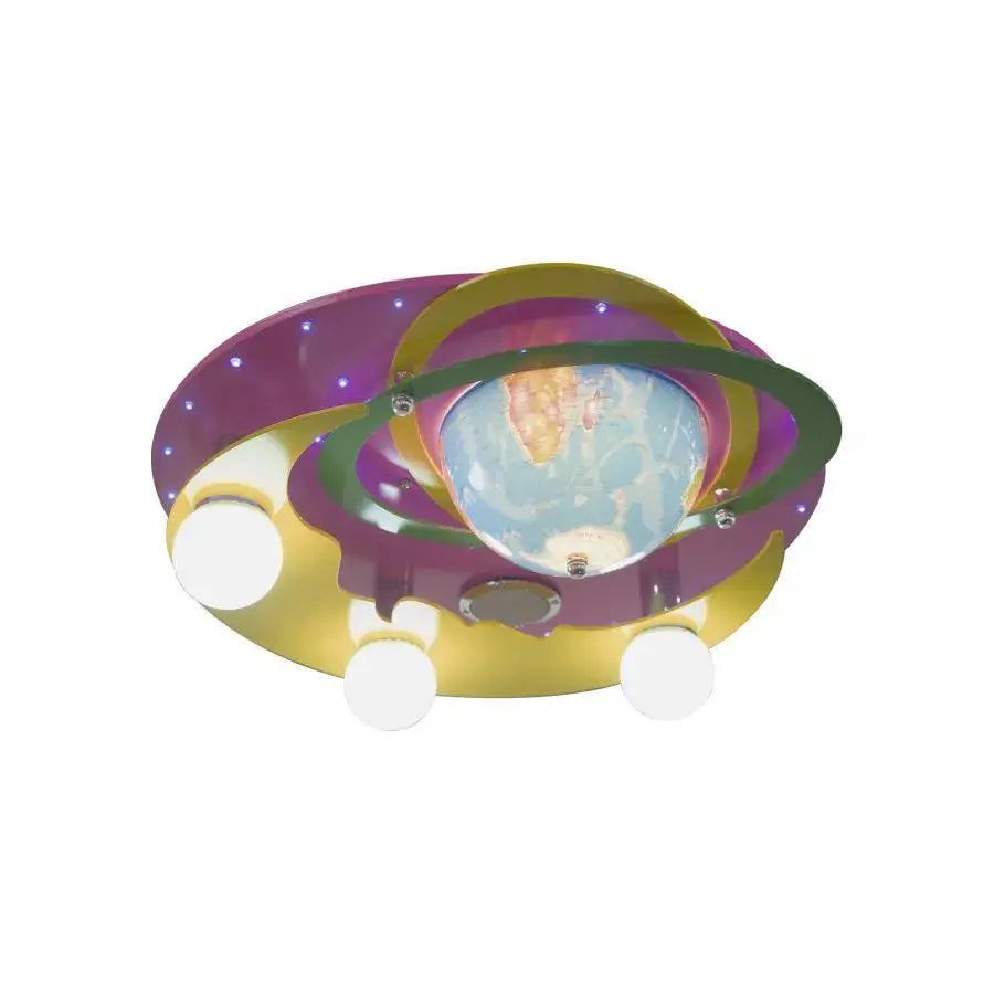 Beti lustr, 3*E27, růžový se žlutým, kovem a dřevem