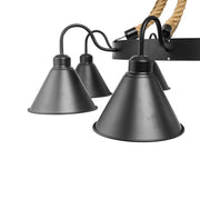 Indiana Chandier, 8*E27, kov a lano, černá