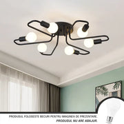 Modernistický lustr Hexa 6, 6x E27, černý, moderní design