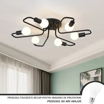 Modernistický lustr Hexa 6, 6x E27, černý, moderní design