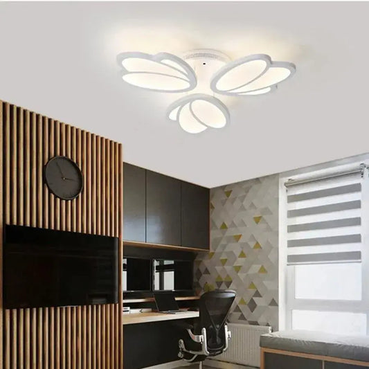LED lustr s dálkovým ovládáním TULIP 47W, 3 okvětní lístky, studené/teplé/neutrální světlo, stmívatelné, bílá