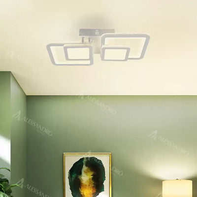 LED lustr s dálkovým ovládáním BALANS 44W, 2 čtverce, studené/teplé/neutrální světlo, stmívatelné, bílá