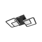 LED lustr s dálkovým ovládáním BALANS 44W, 2 čtverce, studené/teplé/neutrální světlo, stmívatelné, černá