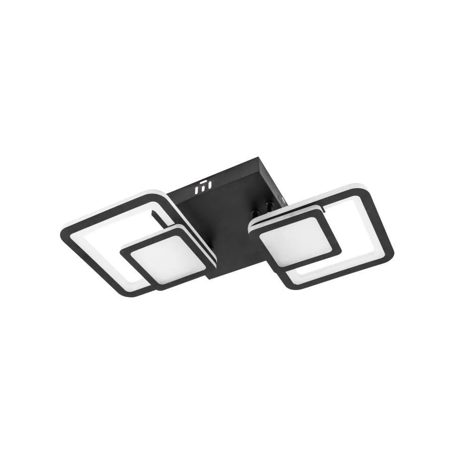 LED lustr s dálkovým ovládáním BALANS 44W, 2 čtverce, studené/teplé/neutrální světlo, stmívatelné, černá