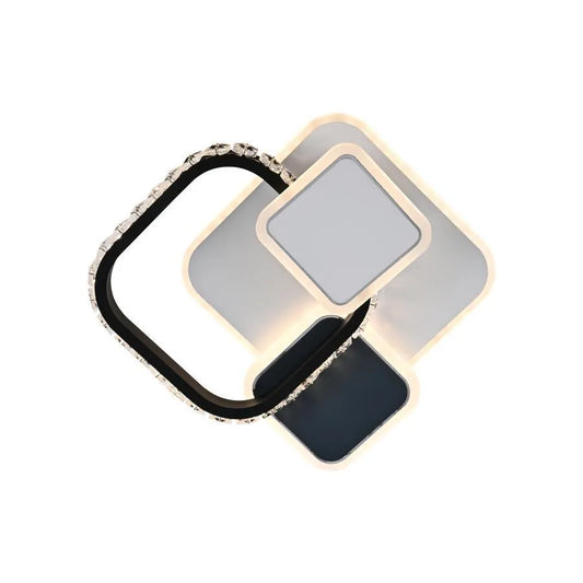 LED křišťálový lustr GELLA 48W, čtvercový, studené/teplé/neutrální světlo, černá bílá