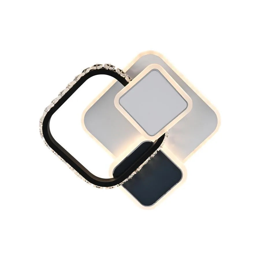 LED křišťálový lustr GELLA 48W, čtvercový, studené/teplé/neutrální světlo, černá bílá