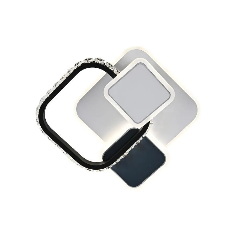 LED křišťálový lustr GELLA 48W, čtvercový, studené/teplé/neutrální světlo, černá bílá