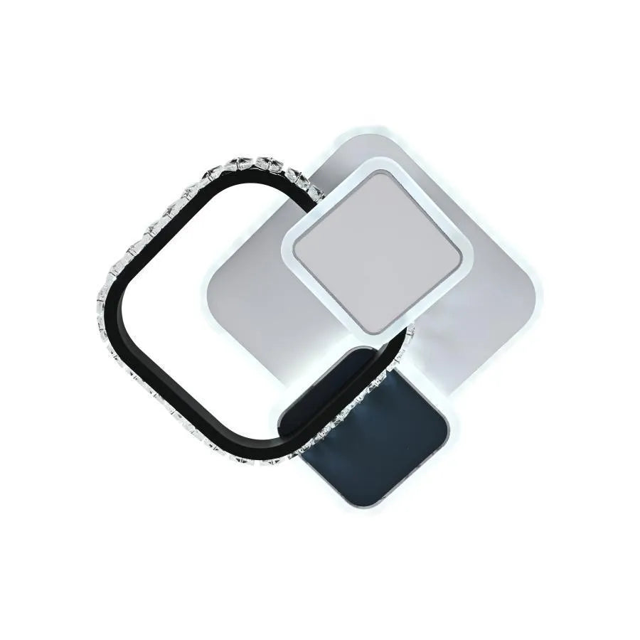 LED křišťálový lustr GELLA 48W, čtvercový, studené/teplé/neutrální světlo, černá bílá