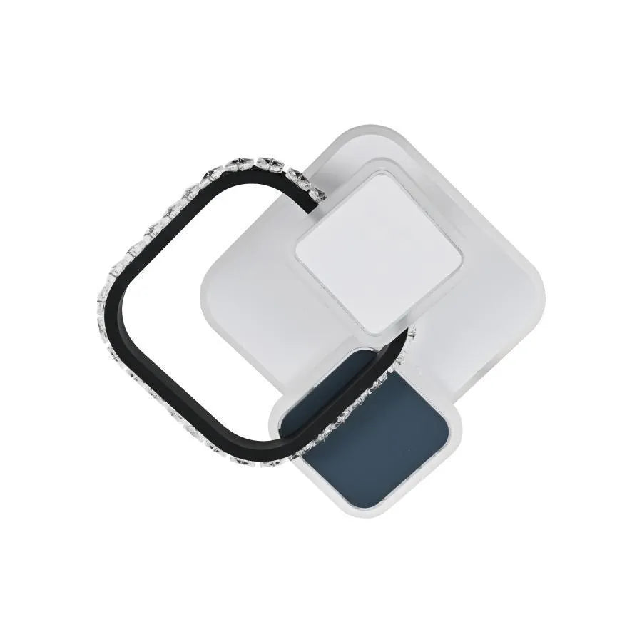 LED křišťálový lustr GELLA 48W, čtvercový, studené/teplé/neutrální světlo, černá bílá