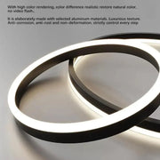 Závěsný LED lustr s dálkovým ovládáním CASIANA 130W, 4 kruhy, studené/teplé/neutrální světlo, stmívatelný, černý, výškově nastavitelný