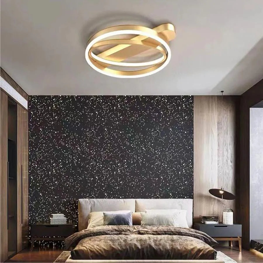 LED lustr s dálkovým ovládáním CERELIS 90W, studené/teplé/neutrální světlo, stmívatelné, lesklé zlaté