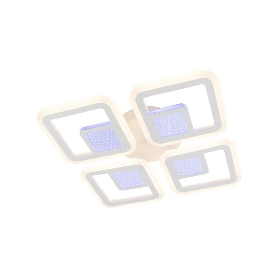 LED lustr s dálkovým ovládáním CHAI 3D 104W, 4 čtverce, studené/teplé/neutrální světlo, stmívatelné, bílá