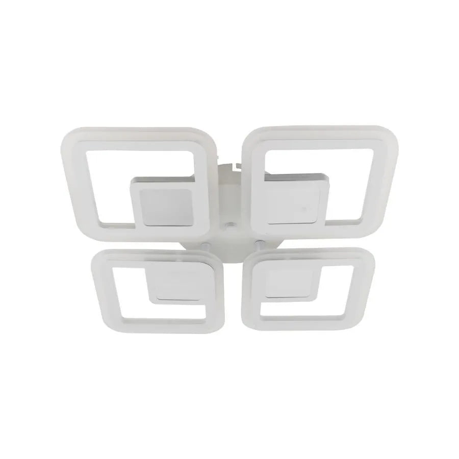 LED lustr s dálkovým ovládáním CHAI 3D 104W, 4 čtverce, studené/teplé/neutrální světlo, stmívatelné, bílá