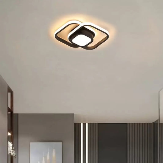 DUOFORM LED lustr, 17W, 3 čtverce, studené/teplé/neutrální světlo, černá