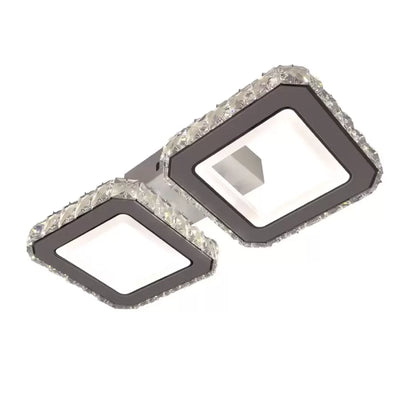 LED lustr s dálkovým ovládáním a krystalem QUADRIS 24W, 2 čtverce, studené/teplé/neutrální světlo, stmívatelný, bílý