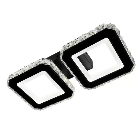 Křišťálový LED lustr QUADRIS 41W, 2 čtverce, studené/teplé/neutrální světlo, černé křišťálové LED lustry Výchozí název Alessandro Design