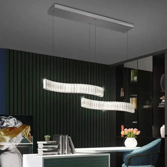 Závěsný LED lustr s dálkovým ovládáním a krystalem MERVE 24W, Studené/Teplé/Neutrální světlo, Stmívatelné, Lesklý chrom, Nastavitelná výška