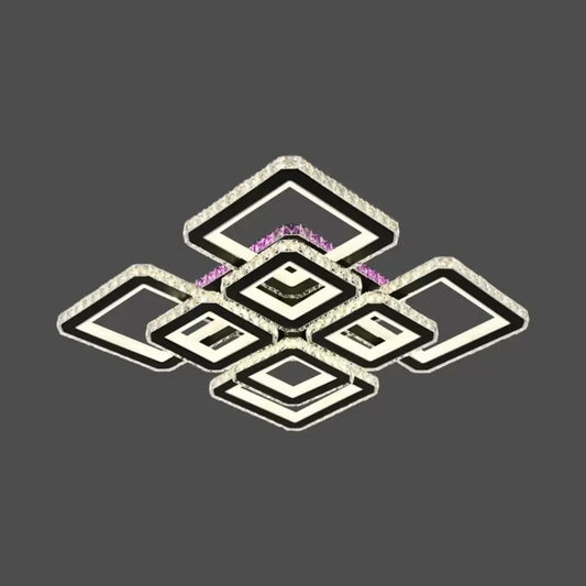 LED lustr s dálkovým ovládáním a krystalem BLAKELY RGB 163W, 8 čtverců, studené/teplé/neutrální světlo, stmívatelné, černá