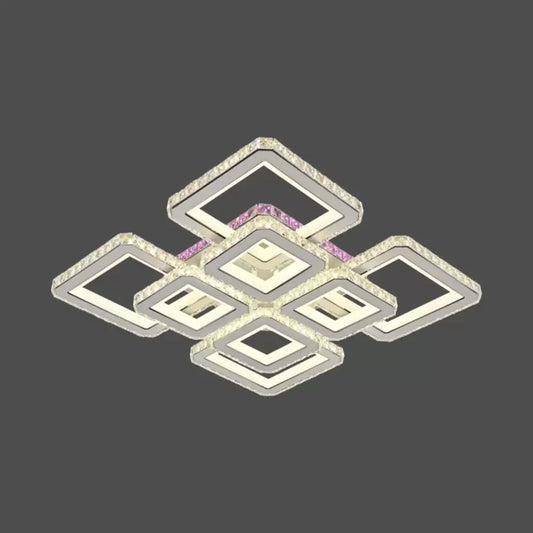 LED lustr s dálkovým ovládáním a krystalem BLAKELY RGB 163W, 8 čtverců, studené/teplé/neutrální světlo, stmívatelné, bílá