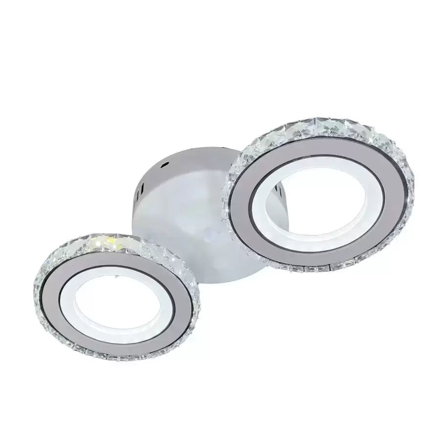 LED lustr s dálkovým ovládáním a krystalem NOVA ROTONDA 29W, 2 kruhy, studené/teplé/neutrální světlo, bílá