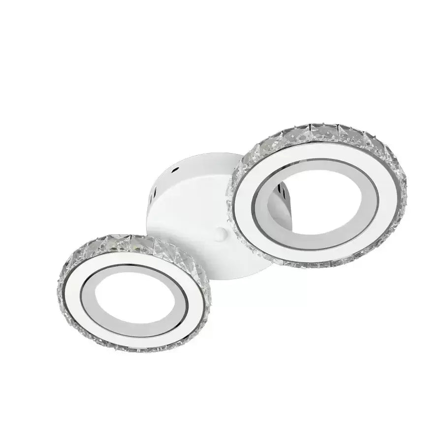 LED lustr s dálkovým ovládáním a krystalem NOVA ROTONDA 29W, 2 kruhy, studené/teplé/neutrální světlo, bílá