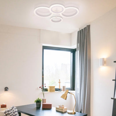 LED lustr s dálkovým ovládáním BETTY 44W, 4 kruhy, Studené/Teplé/Neutrální světlo, Stmívatelné, Bílá