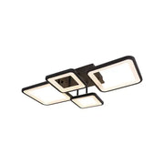 LED CHANDIER s dálkovým ovládáním, Ella, 4 čtverce, 85W, studené/horké/neutrální světlo, laskavé, černé
