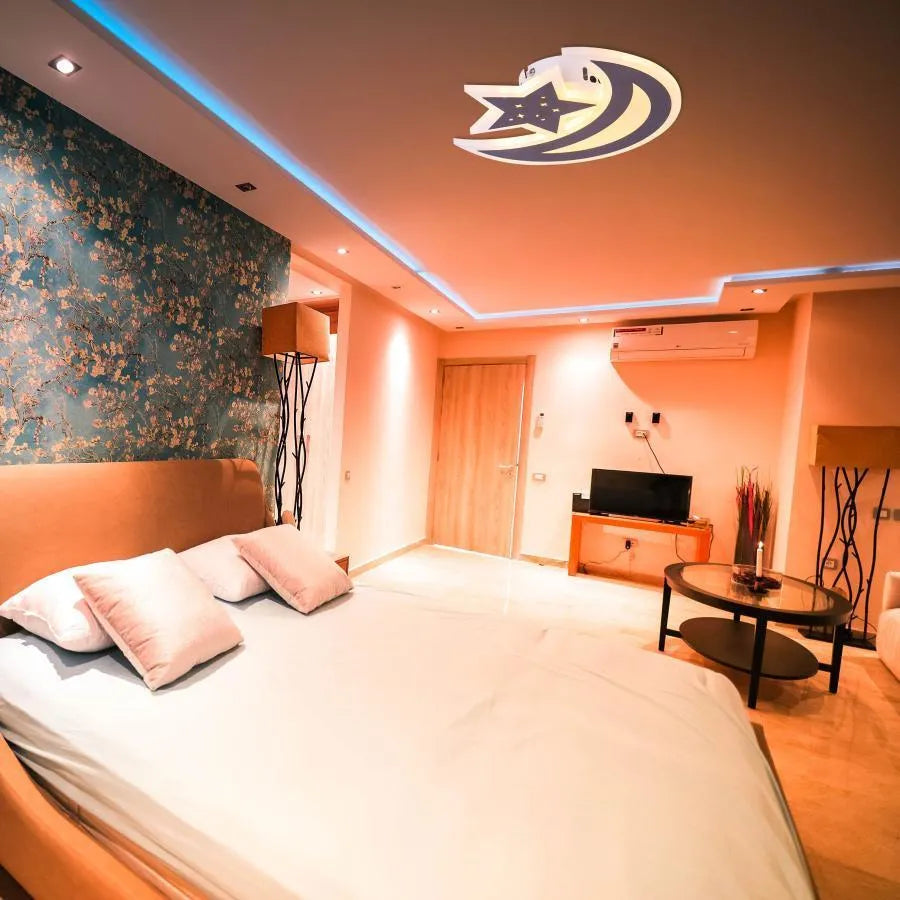 ELLY 36W LED lustr, Měsíc a hvězda, Studené/Teplé/Neutrální světlo, Hnědá