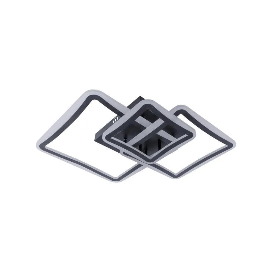 LED lustr s dálkovým ovládáním FARYDA 120W, 3 čtverce, studené/teplé/neutrální světlo, stmívatelné, černá