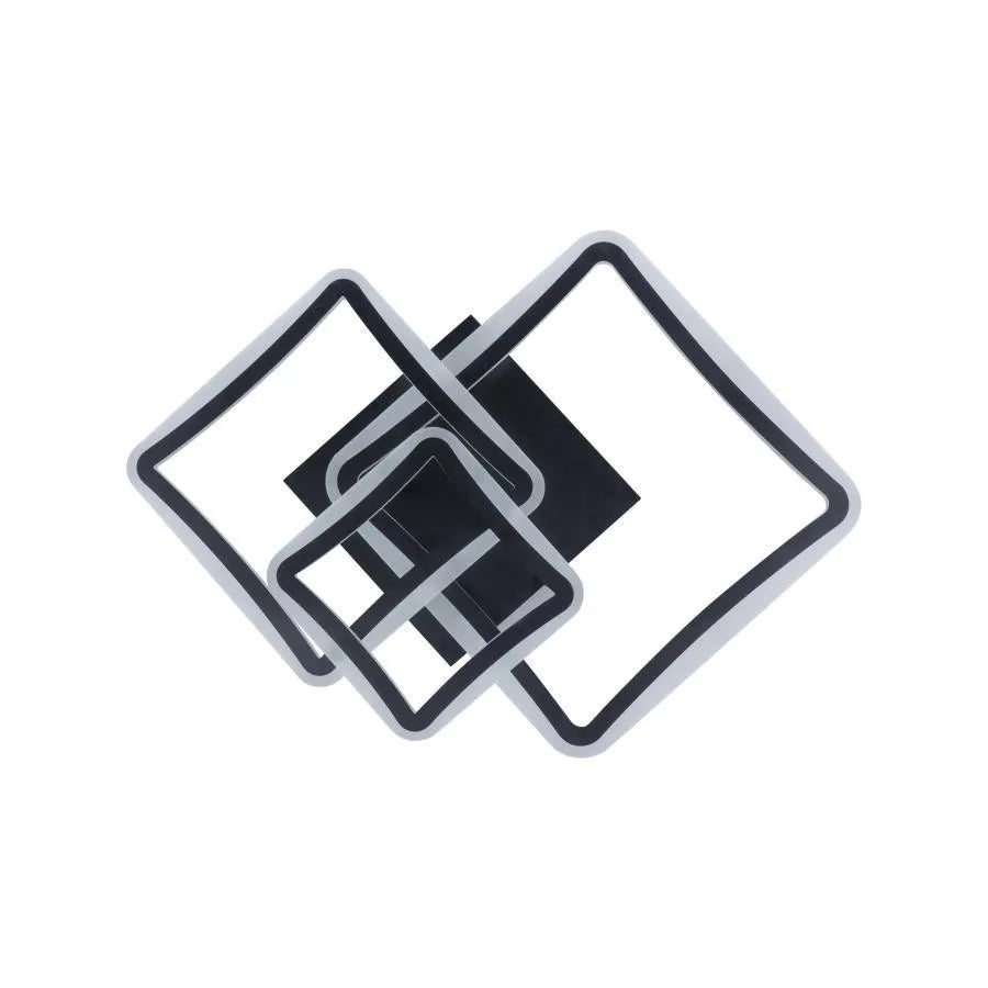 LED lustr s dálkovým ovládáním FARYDA 120W, 3 čtverce, studené/teplé/neutrální světlo, stmívatelné, černá