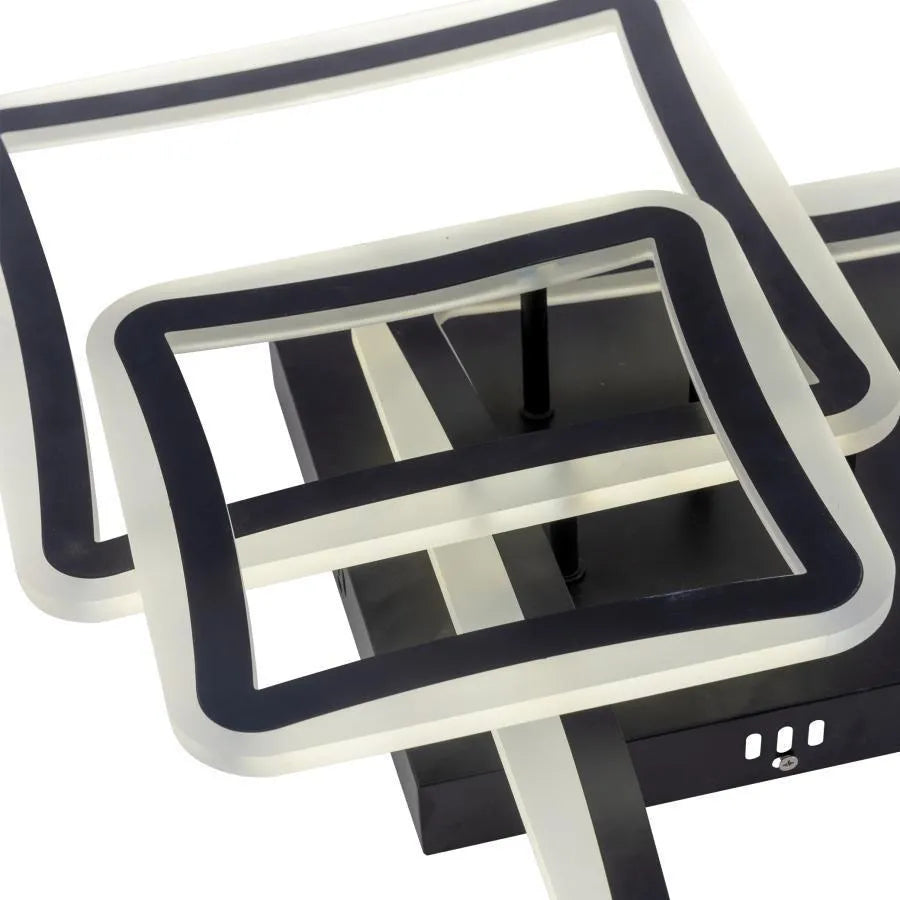 LED lustr s dálkovým ovládáním FARYDA 120W, 3 čtverce, studené/teplé/neutrální světlo, stmívatelné, černá