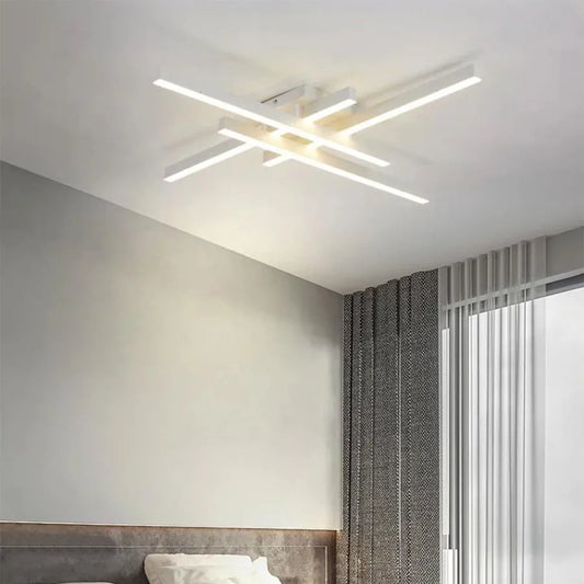 LED lustr s dálkovým ovládáním MORA 80W, 4 Elements, Lineární, Studené/Teplé/Neutrální světlo, Stmívatelné, Bílá