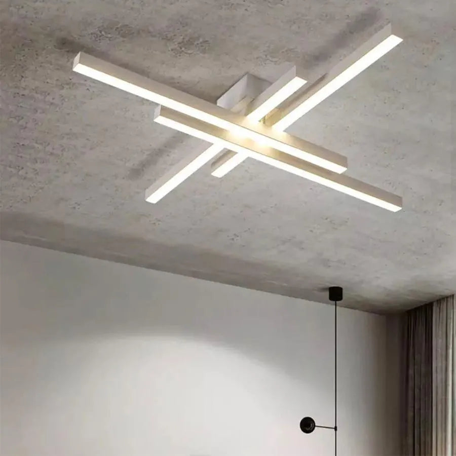 LED lustr s dálkovým ovládáním MORA 80W, 4 Elements, Lineární, Studené/Teplé/Neutrální světlo, Stmívatelné, Bílá