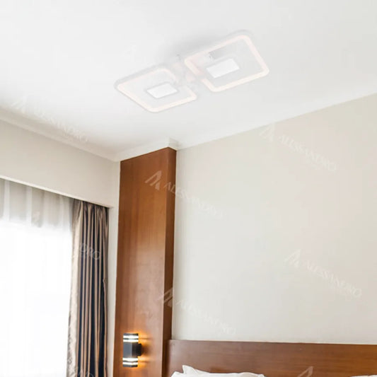 LED lustr s dálkovým ovládáním FELIX 57W, 2 čtverce, studené/teplé/neutrální světlo, stmívatelné, bílá
