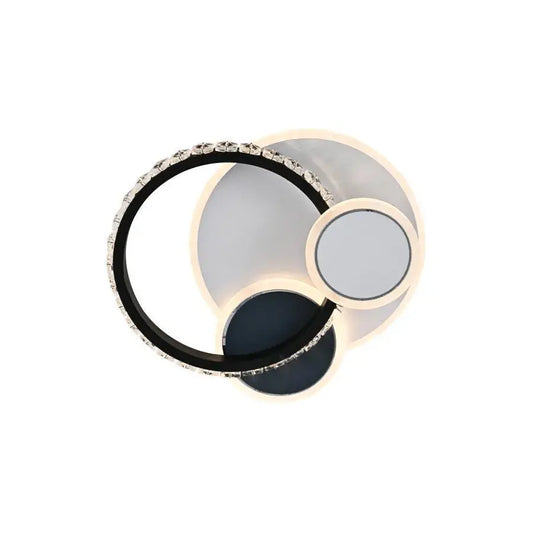 LED křišťálový lustr GELLA 48W, kulatý, studené/teplé/neutrální světlo, černá bílá