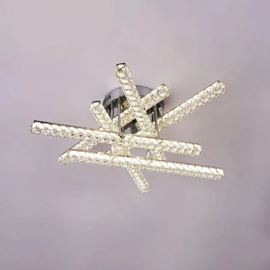 LED lustr s dálkovým ovládáním a krystalem GRACIANA 168W, Lineární, Studené/Teplé/Neutrální světlo, Stmívatelné, Lesklý chrom