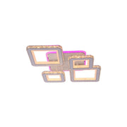 LED lustr s dálkovým ovládáním a krystalem QUADRIS RGB, 78W, 4 čtverce, studené/teplé/neutrální světlo, stmívatelné, bílá