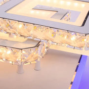 Lust LED NOVA Quadria s krystaly, 3 zdroje světla, RGB, s dálkovým ovládáním, 154W, bílý a nerezový