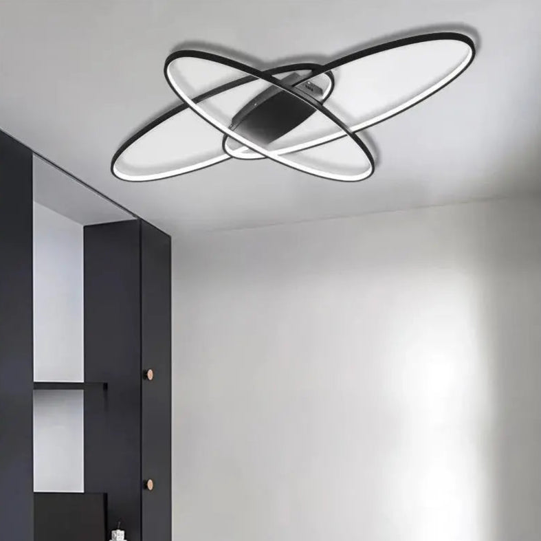 LED lustr s dálkovým ovládáním ORBITA 83W, 3 Elements, Ovál, Studené/Teplé/Neutrální světlo, Stmívatelné, Černá