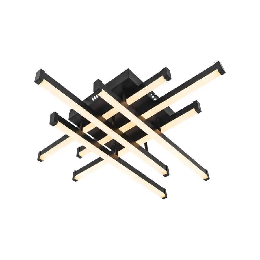 LED lustr s dálkovým ovládáním MORA 120W, 6 prvků, Lineární, Studené/Teplé/Neutrální světlo, Stmívatelné, Černá