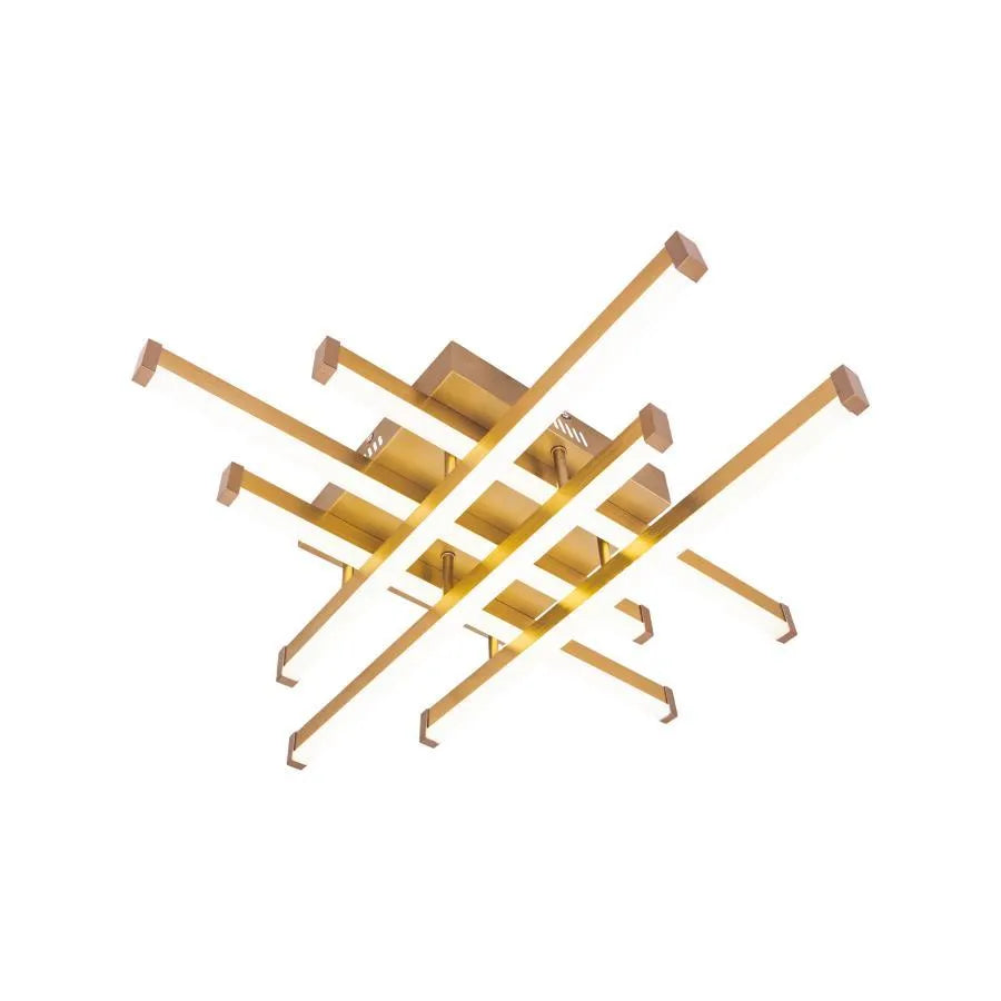 LED lustr s dálkovým ovládáním MORA 120W, 6 prvků, Lineární, Studené/Teplé/Neutrální světlo, Stmívatelné, Lesklý zlatý